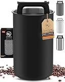 KC Kitchen & Co. Lata de café hermética para 1 kg de granos de café – Lata de almacenamiento de acero inoxidable con tapa al vacío y tapón de aroma, lata de almacenamiento para café, té, azúcar