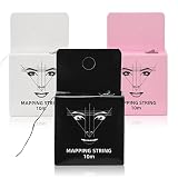 ATOMUS 3pcs 10m Eyebrow Mapping String Pink White Black Eyebrow Mapping Ink String for Microblading Beauty Measurement Tools