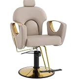 Drmilito Silla de peluquería Sillón Profesional Silla Barberia Beige