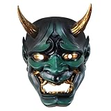 tairong Japonés Prajna NOH Kabuki Máscara de Cosplay de Halloween Japonés Diablo Sellado Hannya Demon Oni Samurai Máscara de Resina de Cara Completa Grimace Props Cosplay