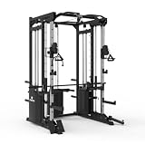 Fitness Tech, Smith Machine Modelo S 9000, Máquina de Musculación Completa, Entrenamiento de Todos los Grupos Musculares, Alta Resistencia, Gimnasio en Casa, 135x147x217 Cm