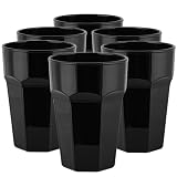 TREND FOR HOME - Juego de 6 vasos de agua y cóctel de 425 ml - Vaso negro, colorido, gran vaso de café, batido de vaso alto, Gigi Piano Black