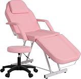 Cama de Masaje Profesional Camilla Masaje Plegable con Taburete Rosa