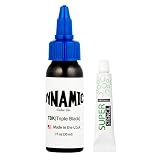 Dynamic Ink Triple Black 30ml - Tinta Negra para Tatuaje | Negro Intenso y Duradero + Stencil 5g Incluido, Tinta para tatuaje negra .Original (Triple Black 1oz(30ml))