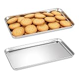 2 Piezas Bandeja Horno Acero Inoxidable, 22.8 x 14.8 x 1.2 cm