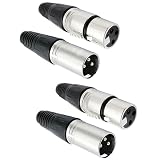 Greluma 4 Piezas Conectores XLR de 3 pines, 2 pares de conectores XLR macho/hembra, enchufe de cable de micrófono, toma de audio de micrófono