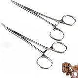 Juego de alicates de piercing autoblocantes, pinzas de acero inoxidable prémium con diseño de diente de sierra para manualidades, manualidades y cuidado de animales (2 unidades) (Straight+bend)
