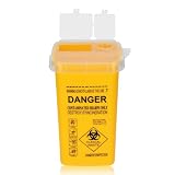 Sharp Container, ATOMUS 1L Tattoo Plastic Sharp Container Tattoo Medical Disposal Biohazard Needle Waste Box Safe Lock Container Tattoo Supplies (1PC, Yellow)