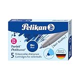 Cartuchos de Esferografía Pelikan Royal Blue KM5, Paquete de 10 Unidades, 2 Cajas de 5 Cartuchos, para las Series Grand Prix, Twist y Griffix, M-Point Indeformable, Made in Germany