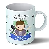 Planetacase - Taza Tatuador - Regalo Original - Cerámica 330 mL - Taza Desayuno Apta para Microondas y Lavavajillas - Tatuaje - Resistente a Lavados