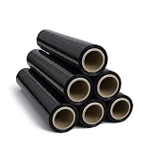 RAGO® Film Negro para Embalar 6 piezas 150m I Rollos de Plastico 900g I Papel Film para Embalar I 7,5 x 7,5 x 40 cm I Rollos de Plastico Embalaje 0,9 Kg