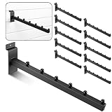 Tatuo Paquete de 10 cascada de 6 bolas para listones, accesorios de pared de listones de 12 pulgadas, ganchos y perchas para ropa, tienda minorista, garaje, tienda (negro)
