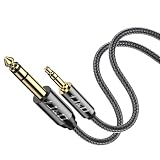 J&D Cable de Audio Estéreo de 3,5mm a 6,35mm, TRS Macho Chapado en Oro de 3,5mm (1/8') a 6,35mm (1/4') TRS Macho, Carcasa de Cobre, Trenzado de Nailon para Smartphone, Amplificadores, 0.6 m