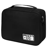OFFCUP Bolsas ElectróNicos Accesorios, Bolsa de Almacenamiento Digital Multifuncional Adecuado, Organizador Cables Viaje de Gran Capacidad para Ipads, Cables de Datos, Discos Duros (Negro)