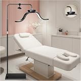 Nubes Lampara de Pie Lámpara para Extensiones de Pestañas con Soporte para Teléfono, Tatuador, Técnico de uñas: Luz de – Anillo LED de Belleza fría-Lámpara Cálida con Brillo y Altura Ajustables
