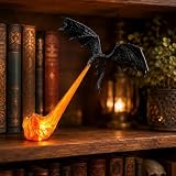 Genérico Rincón de libros con llama de dragón con luz, 15 cm