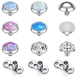 ZS 9Pcs Ópalo Dermal Anchor Tops 3mm 4mm, Acero Quirúrgico Roscado Interno Base Microdermal Piercing, Joyería Micro Dermal para Mujeres Hombres (A:3mm)