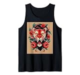 Vintage Tattoo Fusion: Puma y Flores Diseño Gráfico Camiseta sin Mangas