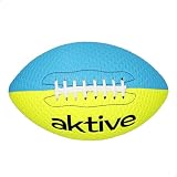AKTIVE Balón de Rugby PVC, Diámetro 22 cm, Talla 5, Color Amarillo fosforito y Azul, Resistente y Duradero, Fácil Agarre, óptimo para Entrenamiento al Aire Libre, Deportes, Pelota, Pelotas (54209)