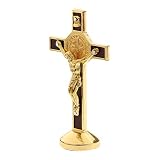 POFET Estatua de crucifijo de Jesucristo en forma de cruz para decoración de coche, hogar y capilla - Oro