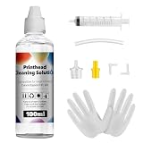 HALLOLUX Limpiador de Cabezales de impresión de 100 ml, Limpiador de boquillas, Cabezal de Limpieza para Todas Las impresoras de inyección de Tinta, solución para Epson HP Canon Brother Samsung