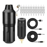 ATOMUS Tattoo Pen Wireless Power Supply Tattoo Machine RCA 1300mAh Power Supply with 10pcs 3RL Cartridge Needles for Tattoo Artist
