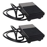 Guuzi 2pcs 12V-24V-48V-220V/10A SPDT NO NC Interruptor de Pie de Metal Momentáneo Interruptor de Pedal Antideslizante con Cable de 1m