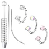 KRFY 18G Piercing Nariz Herradura Septum Set Piercing Tragus Acero Quirúrgico Rosca Interna Cz, Hipoalergénicos para Cartílago, Labret Labio, Helix, Nostril Y Daith, En Oro Plata-SP