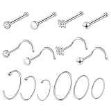 OQKAHIV 14 Pcs Piercing Nariz Aro, Espárragos para La Nariz, Piercing Nariz Piercing Nariz Acero Quirurgico, Piercing Nariz Aro Piercing Septum Nostril Pendientes Nariz, Piercings para La Nariz Joyas