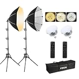 Softbox LED 2x85W con Control Remoto Ajustable 2700-6400K y Trípode 150cm