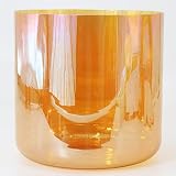 Cuenco tibetano de cristal, Cuenco cantor Alchemy Crystal Clear Orange, 6 pulgadas, 432 Hz, apto for principiantes y profesionales(B Note)