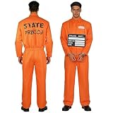SilverChry Disfraz Estilo Preso Unisex, Disfraz de Prisionero,Mono de Prisión,Disfraz Preso Naranja Hombre, Conjunto Completo con Esposas,Placa y Tatuajes,Ideal para Carnaval y Halloween (Naranja M)