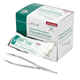 Pinzas desechables de plástico de 12,5 cm | 50 unidades en una caja – transparente PS | Estéril empaquetado individualmente para medicina, cosméticos, laboratorio, primeros auxilios, aplicaciones de