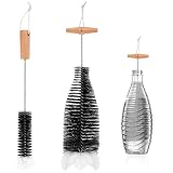 2 Pcs Cepillo para Botellas de Cristal de Agua, Cepillo Limpia Botellas de Cristal, Limpiador Botella por Dentro Compatible con Sodastream, Limpiador de Botella de Soda