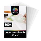 OfficeTree 100x Papel Cebolla transparente para Calcar - Papel de calco Vegetal A4 para imprimir - Tracing Paper para Dibujo
