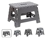 ARREGUI TB-022-G Taburete Plegable Cocina o Baño | Escalera Plegable Pequeña | Taburete Infantil | Banqueta Baño | Escalón Plegable para Adultos y Niños (hasta 150Kg) | 22 cm de Altura | Gris