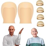 PLULON 2 pieza de gorros de látex para calvas 4 piezas de gorros de peluca para disfraces, cosplay, maquillaje, gorros de peluca para Halloween, adultos, mujeres y hombres