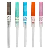 YAZWUR 5 Piezas Agujas de Catéter para Piercing Agujas Huecas para Oreja, Nariz, Labio, Lengua, Ombligo, Pezón, Cartílago (14G, 16G, 18G, 20G,22G)