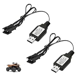 2 Piezas Cargador USB RC 7.4V Conector SM-3P, Cable Carga LiPo Baterías para Coches, Drones, Barcos, Aviones, Helicópteros, Cargador LiPo 1000mA USB Rápido, Cable Carga Juguetes RC de 45 cm
