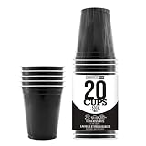 Paquete de 20 tazas negras originales oficiales | Copas Americanas Negras 53cl | Beer Pong | Vasos de plástico reutilizables | Lavado a mano ya máquina | OriginalCup®