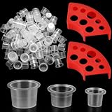 Phomanttonary 300 Tapas de Tinta para Tatuajes con 2 Saoportes de tazas, 100 Pequeñas, 100 Medianas, 100 Grandes Tazas de Ink Tinta para Tatuajes, Profesional Accesorios de Tatuaje