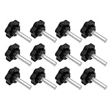 12 Piezas Tuercas Mariposa M6 x 25 mm, Tornillos de Ala en Metal Zincado con Mango de Plástico Negro - Roscado M6 para Muebles, Electrónica, Equipos Mecánicos y Aplicaciones Industriales