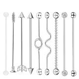 HORIALENCE Pendientes Industriales de Acero Quirúrgico 9 Piezas Set Flecha Tornillo Barra para Piercing Oreja Mujer Hombre Joyería Piercing Industrial