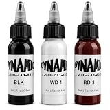 3PCS 30ml Tinta Tatuaje Blanco Rojo Oscuro y Negro para Profesional