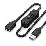 Cable USB de extensión con interruptor de 0,5 m, cable USB con interruptor de encendido/apagado, switch USB C para PC, portátil, luces LED, teclado, ratón y dispositivos de baja corriente