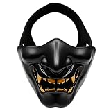 Aoutacc Máscaras de Media Cara Airsoft, Malvado Demon Monster Kabuki Samurai Hannya Oni máscaras Protectoras de Media Cara para Baile de máscaras, Fiesta, Halloween, Juego de Guerra CS