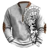 Generisch Jersey para hombre al aire libre media cremallera sudadera mitología nórdica tatuajes vikingos sudadera con capucha para hombre gótico medieval vintage talla grande ropa de calle suave y