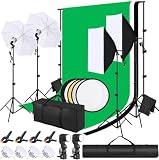 Kit de Estudio Fotográfico, Sistema de Soporte de 2,6M x 3M con Softbox Set Reflector 5 en 1 Fondo Fotográfico, Juego de Estudio fotográfico Profesional para Fotografía y Vídeo