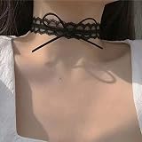 Wendalern Gothic Collar Gargantilla de Encaje Negro Collar Collar con Lazo Vintage Sexy Velvet Encaje Tatuaje Gargantilla Clavícula Cadena Collar Bisutería Accesorios para Mujeres y Niñas
