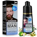 Tinte Colorante Barba y Bigote Hombre Marrón Oscuro, Color Instantáneo 100% Elimina las Canas, 3 en 1 Tinte para Barba, Champú y Acondicionador para Denso Fuller Natural y Duradero Aspecto 200ML